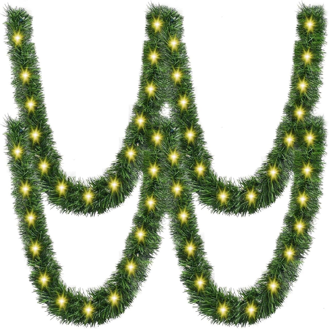 Christmas Tree Garland Greenery Garland Christmas Pine Garland with 100 Count Clear Incandescent Christmas Tree Garland for Indoor Outdoor Tree Garland